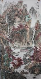 吳道子藝術館 理事 一級書畫大師四尺整張精品山水 秋山泉鳴圖